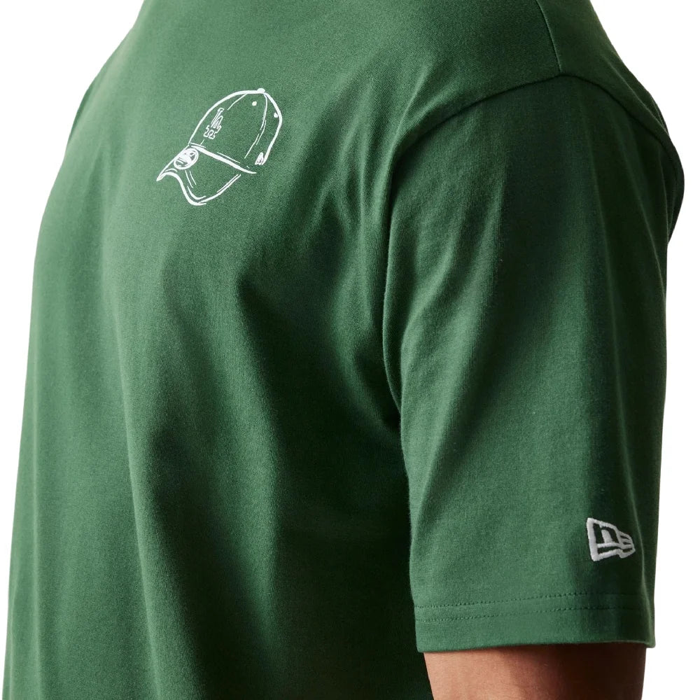 NEW ERA LA Dodgers MLB Baseball Graphic Dark Green Oversized T-Shirt 60771578