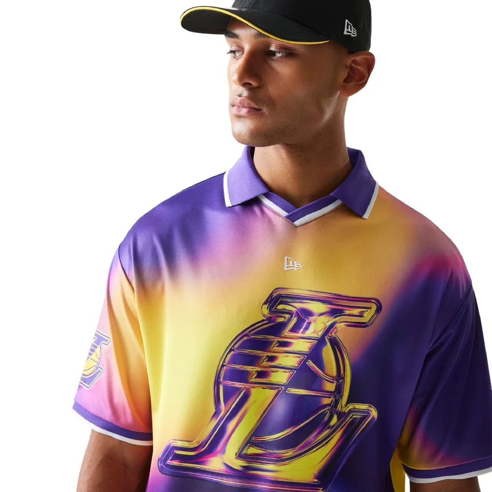NEW ERA LA Lakers NBA All Over Print Purple T-Shirt 60771590
