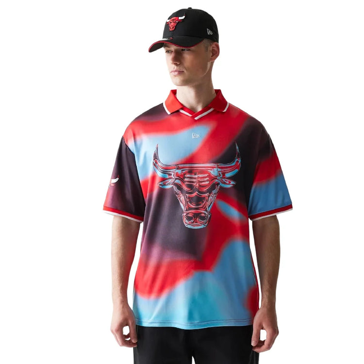 NEW ERA Chicago Bulls NBA All Over Print Red T-Shirt 60771591