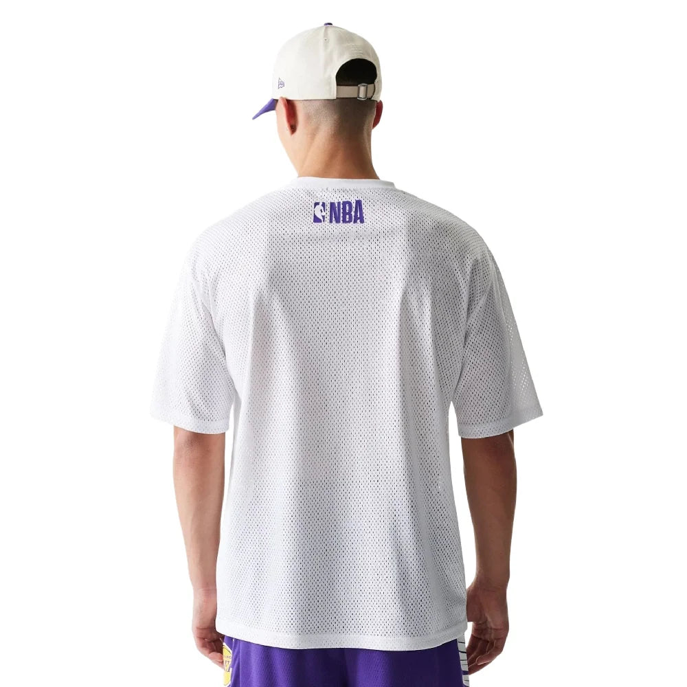 NEW ERA LA Lakers NBA Graphic Mesh White T-Shirt 60771594