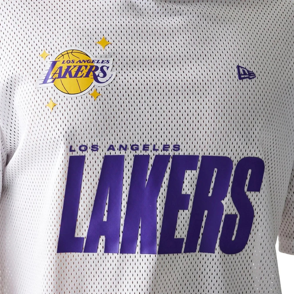 NEW ERA LA Lakers NBA Graphic Mesh White T-Shirt 60771594