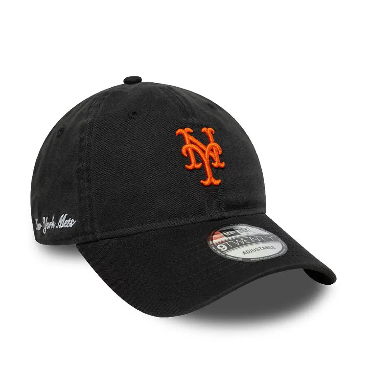 NEW ERA New York Mets MLB Washed Script Black 9TWENTY Cap 60771817