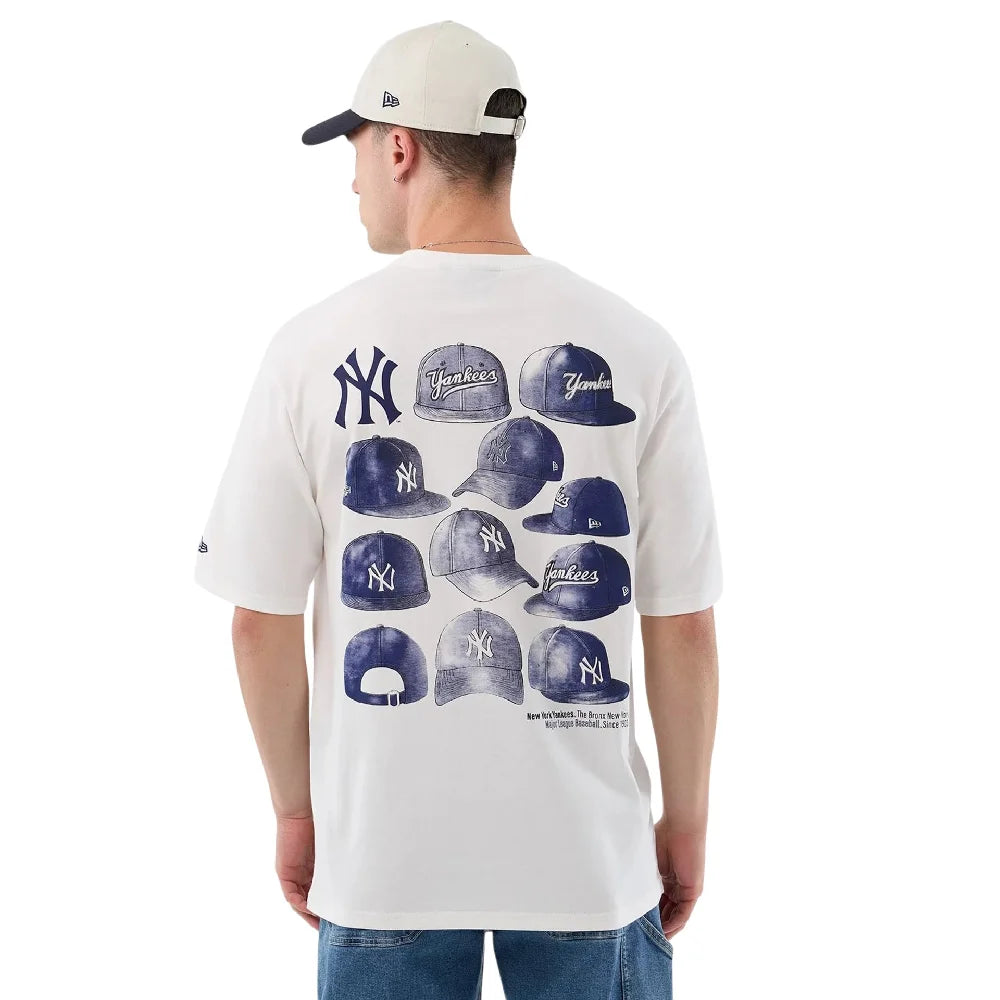 NEW ERA New York Yankees MLB Cap Graphic White Oversized T-Shirt 60856148