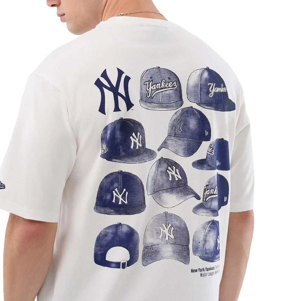 NEW ERA New York Yankees MLB Cap Graphic White Oversized T-Shirt 60856148