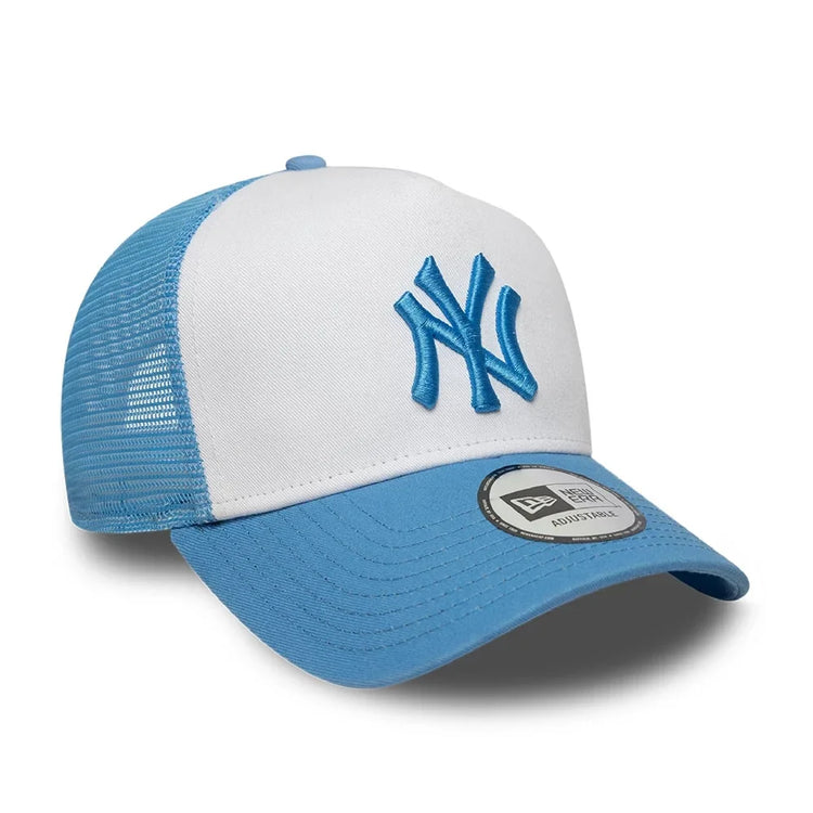NEW ERA New York Yankees MLB League Essential Pastel Blue 9FORTY A-Frame Trucker Adjustable Cap 60856282