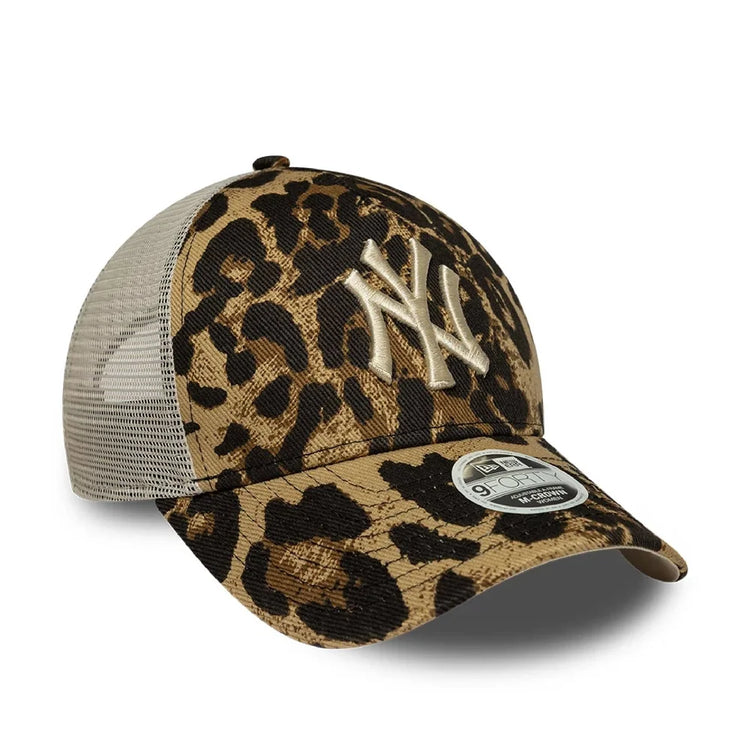 NEW ERA New York Yankees Womens MLB Leopard Dark Brown 9FORTY M-Crown A-Frame Trucker Adjustable Cap 60856311