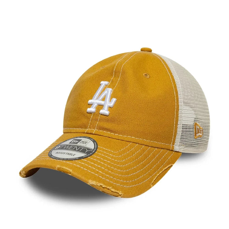 NEW ERA LA Dodgers MLB Cotton Canvas Beige 9TWENTY Trucker Adjustable Cap 60856385
