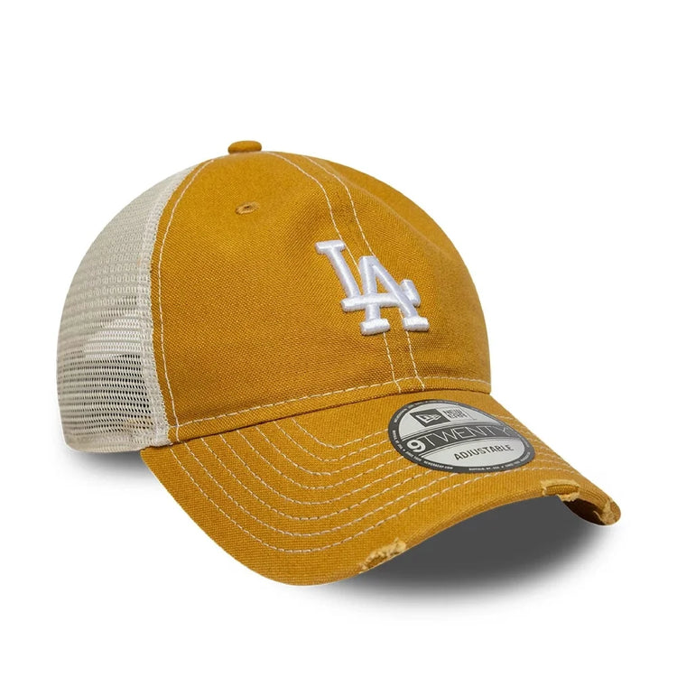 NEW ERA LA Dodgers MLB Cotton Canvas Beige 9TWENTY Trucker Adjustable Cap 60856385