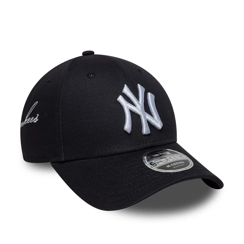 NEW ERA New York Yankees MLB Side Script Navy 9FORTY M-Crown Adjustable Cap 60915789