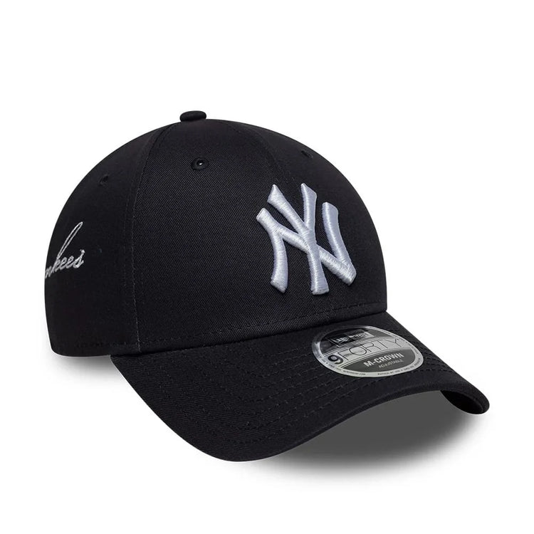 NEW ERA New York Yankees MLB Side Script Navy 9FORTY M-Crown Adjustable Cap 60915789