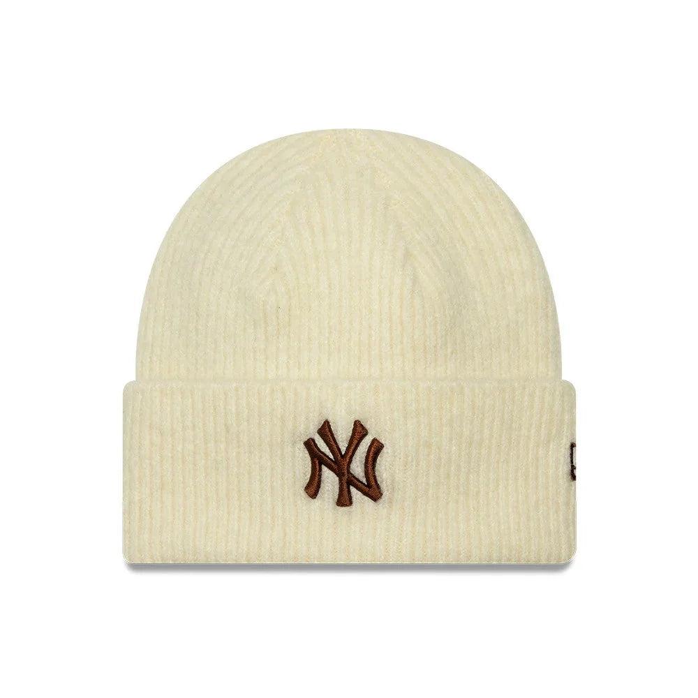 NEW ERA New York Yankees Womens MLB Wide Cream Cuff Knit Beanie Hat 60915815