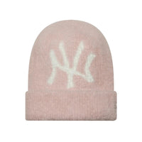 NEW ERA Yankees Womens MLB Fluffy Mohair Pastel Pink Cuff Knit Beanie Hat 60915884