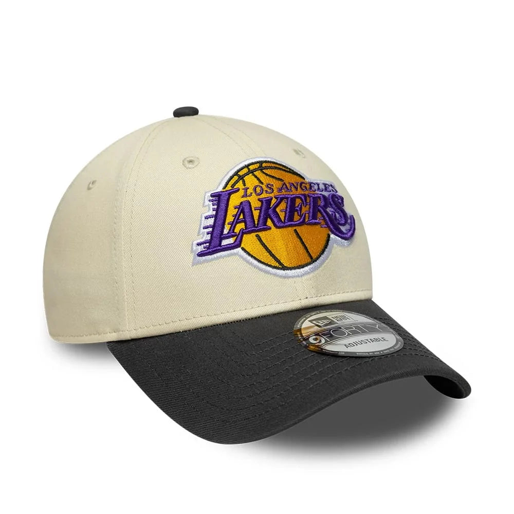 NEW ERA LA Lakers NBA Colourblock Cream & Black 9FORTY Adjustable Cap 60915904
