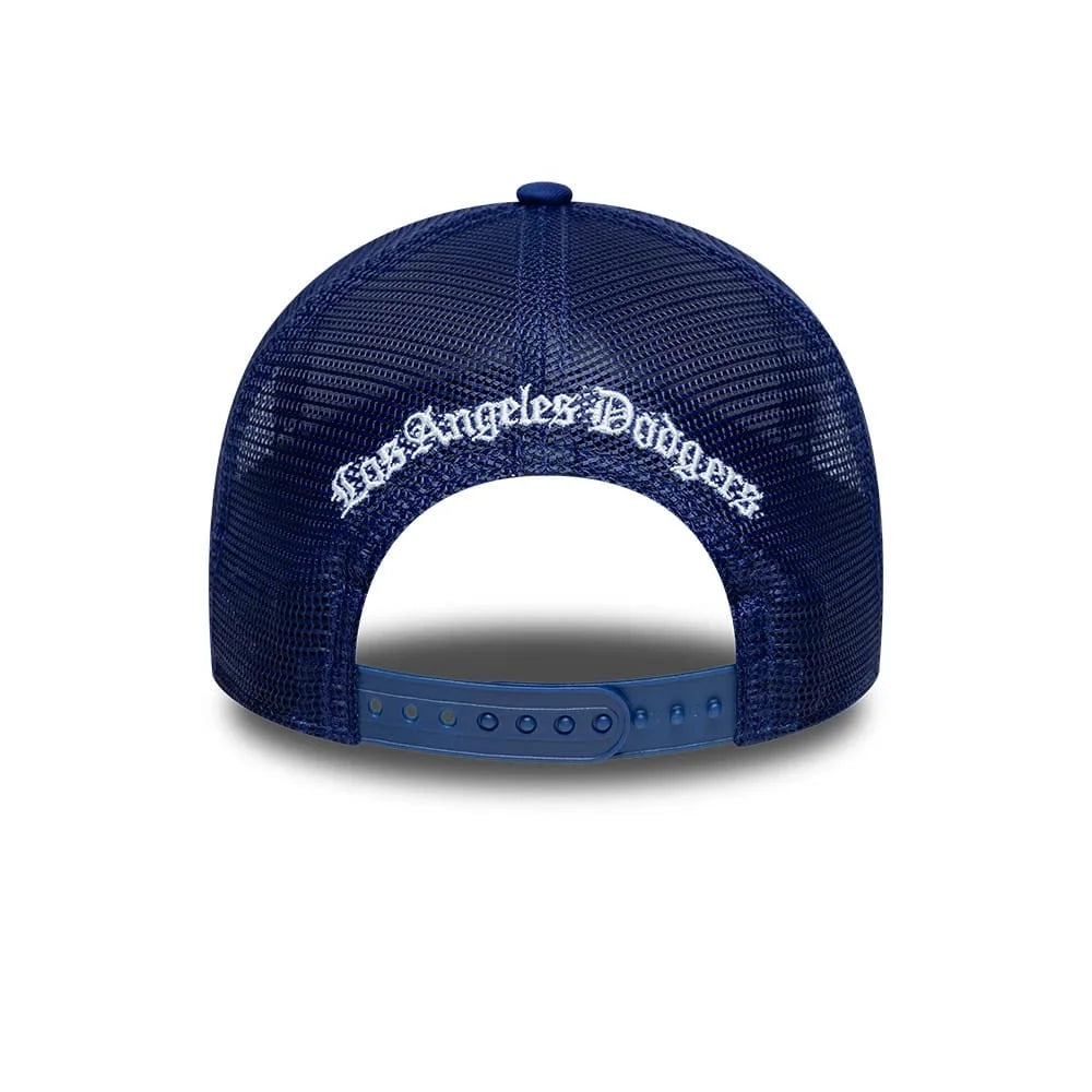 NEW ERA LA Dodgers MLB Script Dark Blue 9FORTY A-Frame Trucker Adjustable Cap 60915920