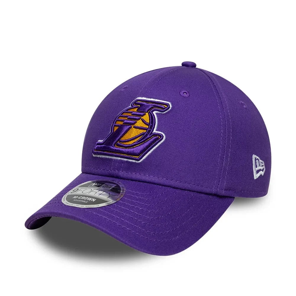 NEW ERA LA Lakers NBA Side Script Purple 9FORTY M-Crown Adjustable Cap 60915953