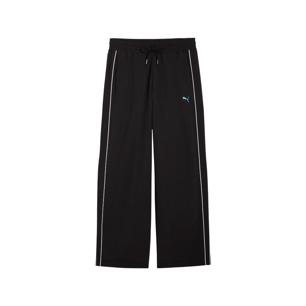 T7 Piping Relaxed Woven Track Pants Black - Urban Jungle