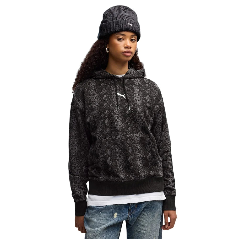 PUMA Snake Pack Printed Relaxed Hoodie Black 638748-01