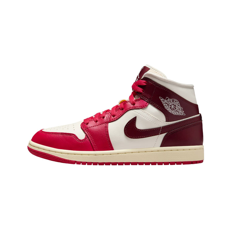 JORDAN Air Jordan 1 Mid Mystic Hibiscus Sneakers White Red Black BQ6472-119