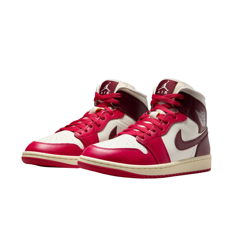 JORDAN Air Jordan 1 Mid Mystic Hibiscus Sneakers White Red Black BQ6472-119