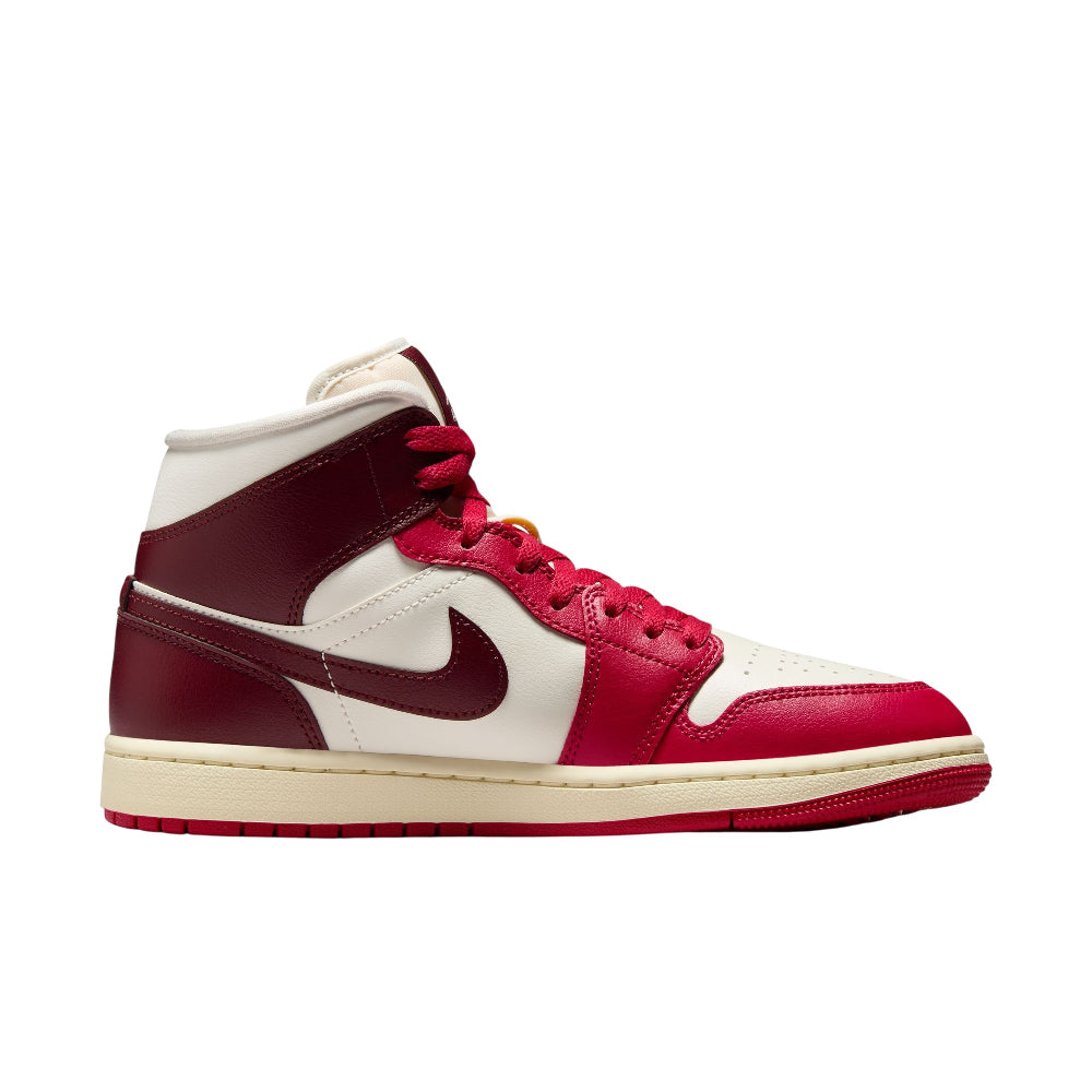 JORDAN Air Jordan 1 Mid Mystic Hibiscus Sneakers White Red Black BQ6472-119