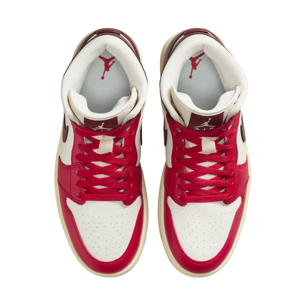 JORDAN Air Jordan 1 Mid Mystic Hibiscus Sneakers White Red Black BQ6472-119