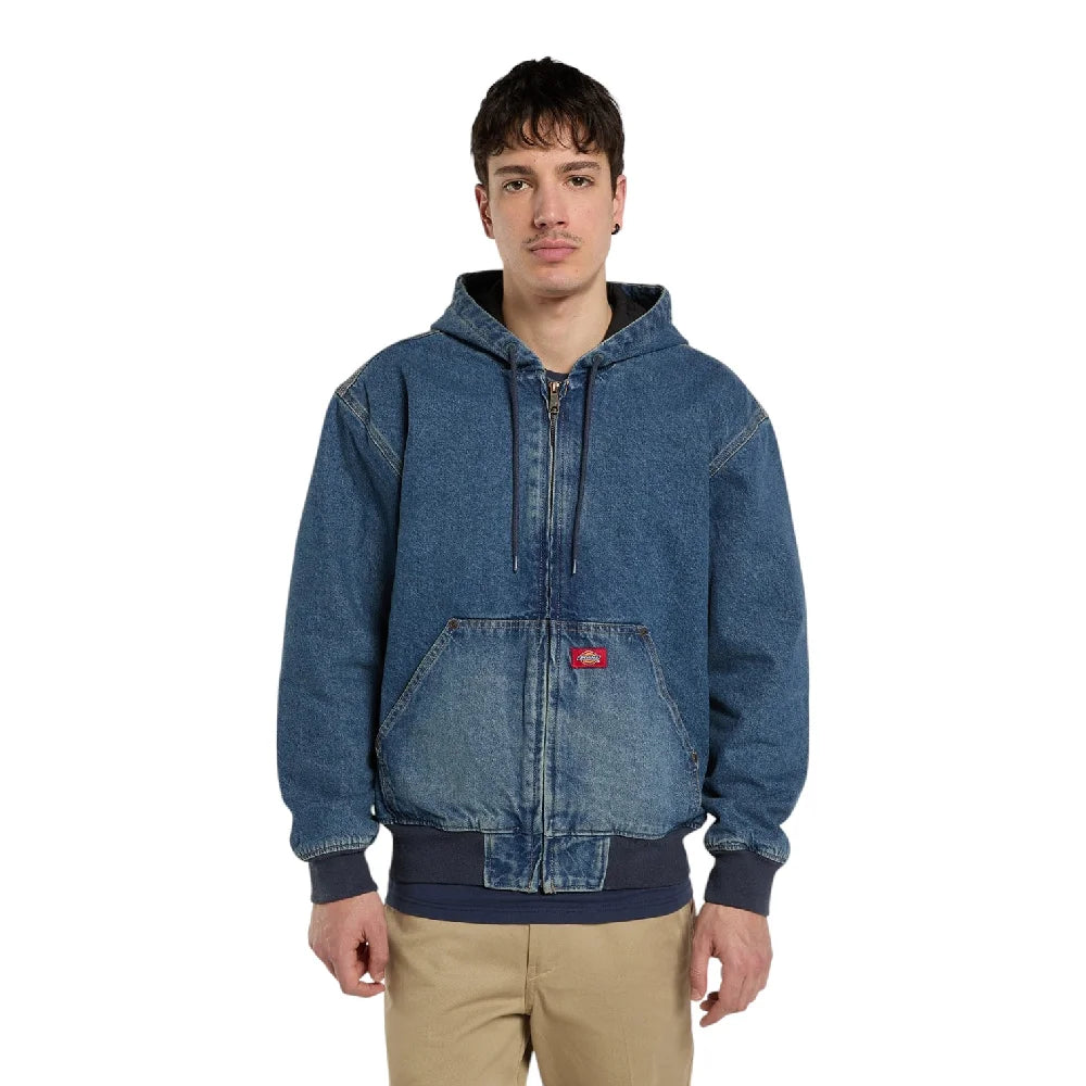 DICKIES Hilham Denom Hooded Bomber Jacket Blue DK0A89FBL891