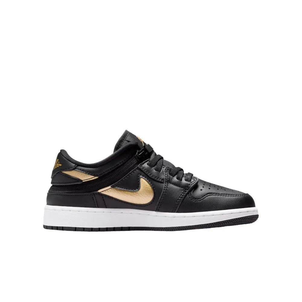 NIKE Air Jordan 1 Low Flyease Black Metallic Gold (Gs) DN4639-071