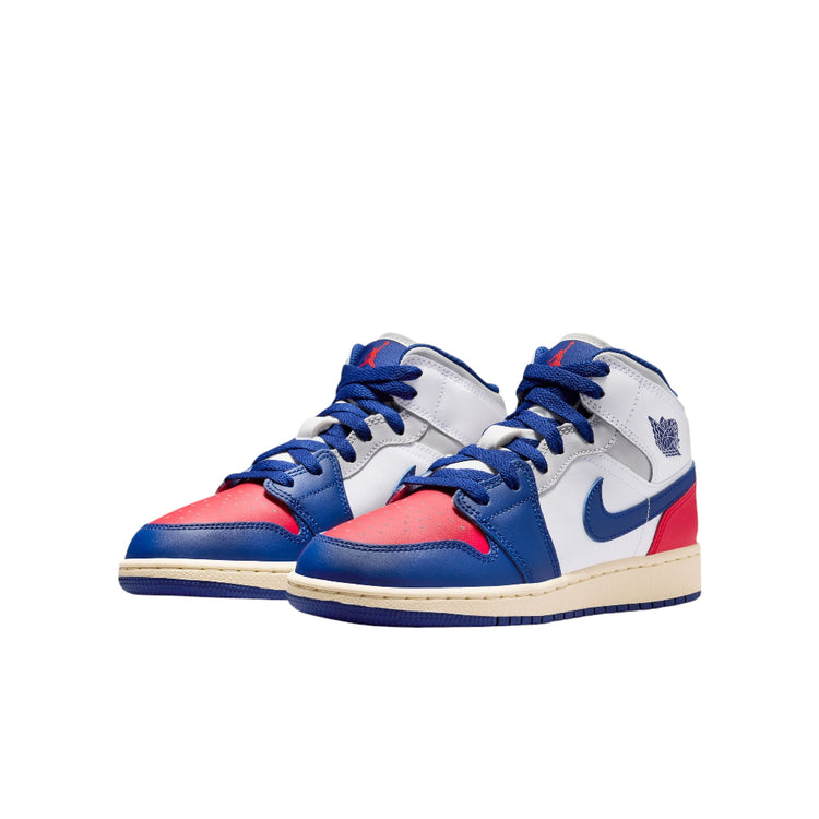 JORDAN Air Jordan 1 Mid GS White Blue Red Sneakers DQ8423-102