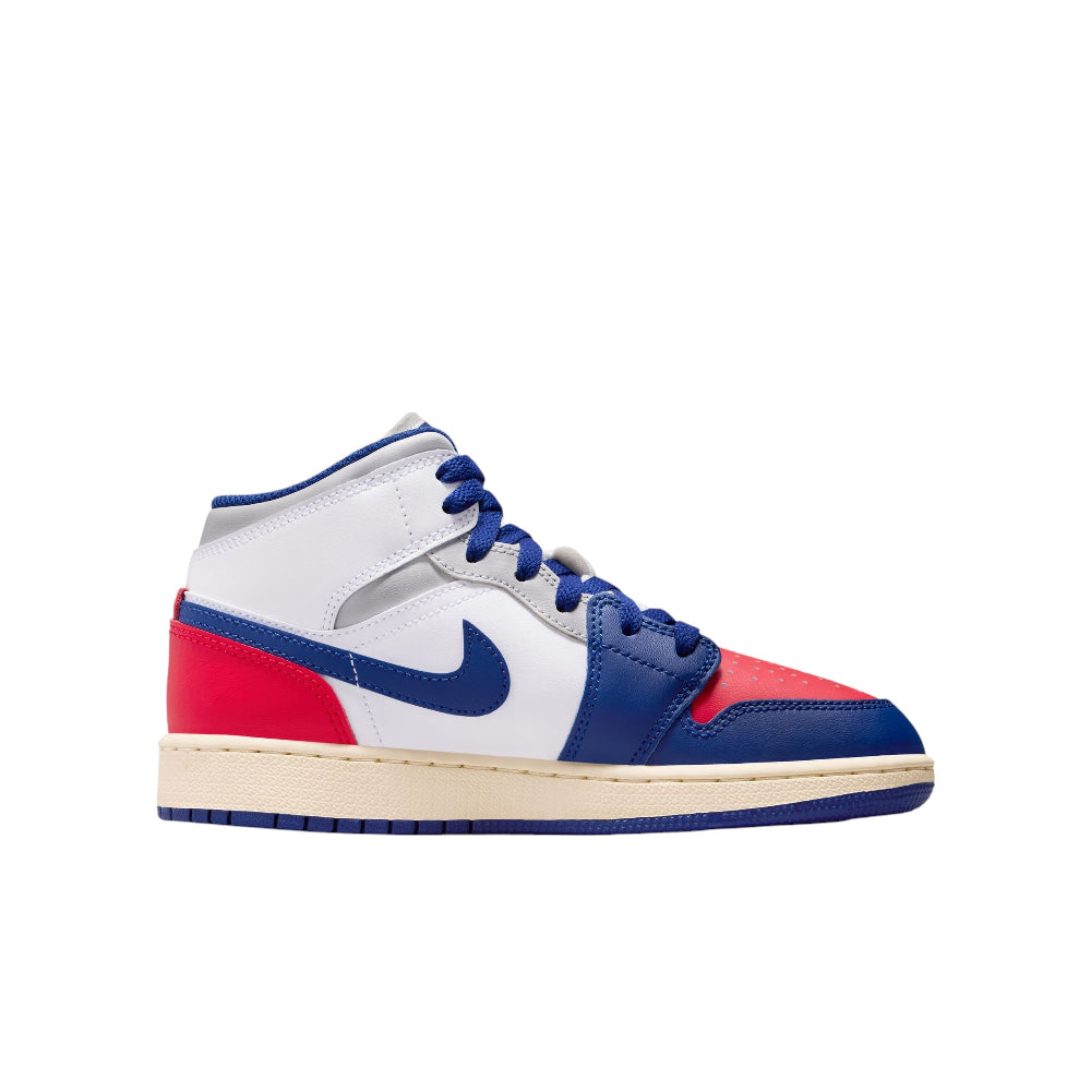 JORDAN Air Jordan 1 Mid GS White Blue Red Sneakers DQ8423-102