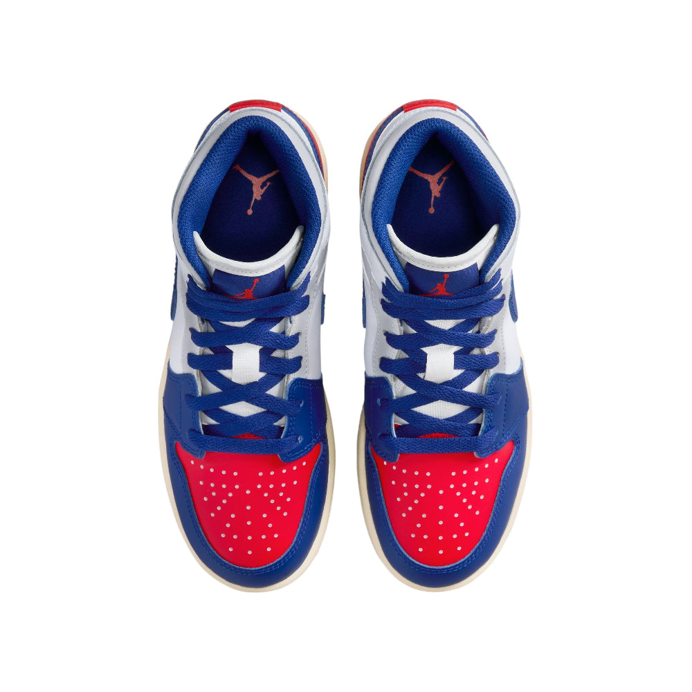 JORDAN Air Jordan 1 Mid GS White Blue Red Sneakers DQ8423-102