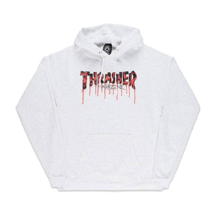 THRASHER Blood Drip Hoodie Grey E35THRBLDLTS