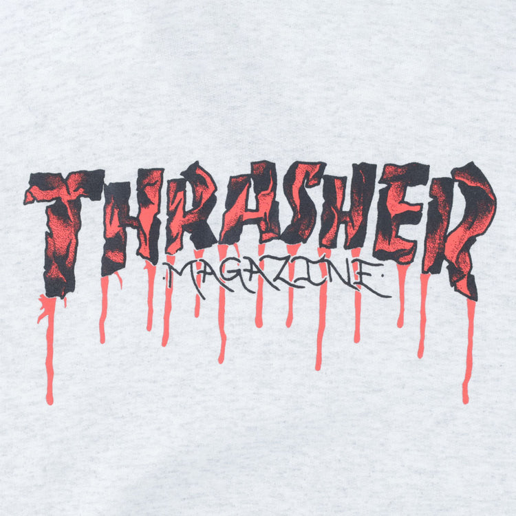 THRASHER Blood Drip Hoodie Grey E35THRBLDLTS
