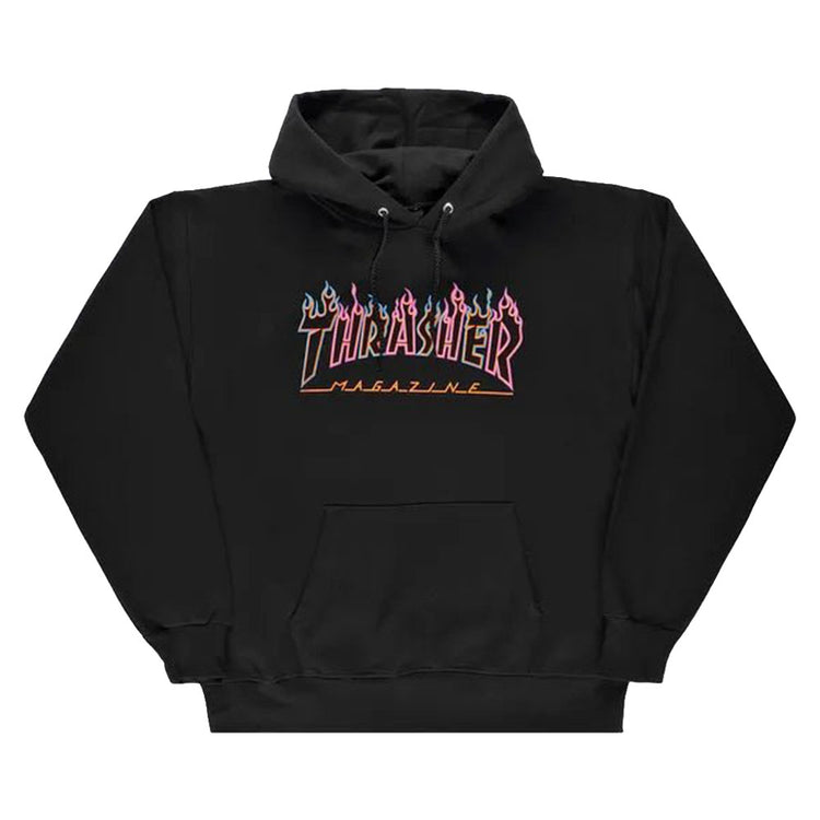 THRASHER Double Flame Neon Hoodie Black E35THRDFNBLK