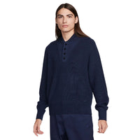 NIKE Life Long-Sleeve Military Henley Jumper Blue FN3118-451