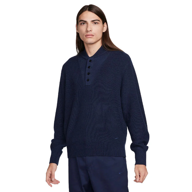 NIKE Life Long-Sleeve Military Henley Jumper Blue FN3118-451