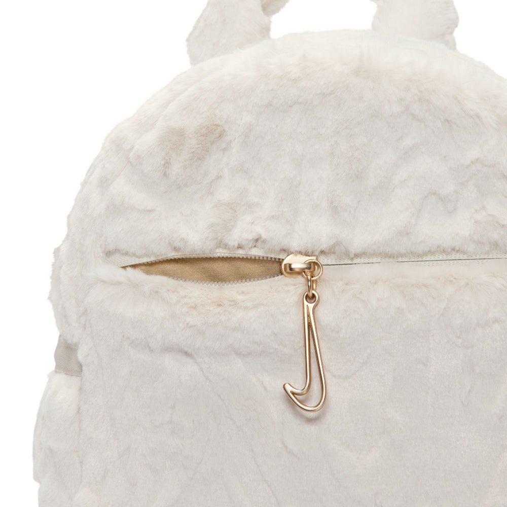 grey faux fur mini backpack Flow.month Women's Cute Rabbit Ear Satchel Shoulder bag Purse Plush Handbags (Gray) Fashion friendly and so chic Plush Bunny Backpack with Adjustable