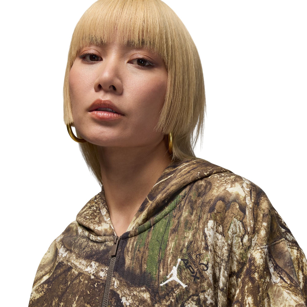 JORDAN Brooklyn Fleece Realtree Mod Crop Full-Zip Hoodie White HV0469-133
