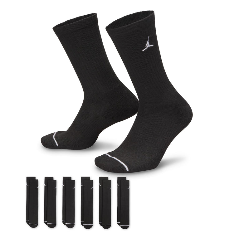 JORDAN Everyday Cushioned Crew Socks (6 Pairs) Black HV6228-010