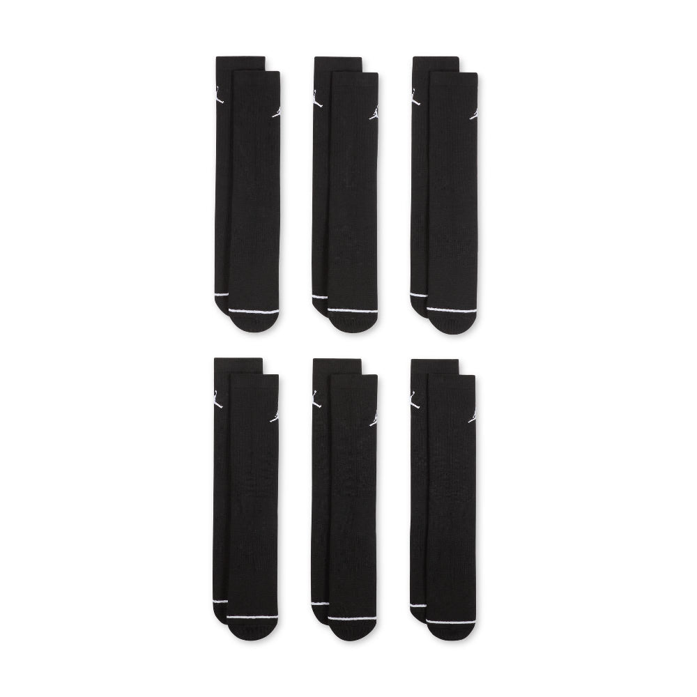 JORDAN Everyday Cushioned Crew Socks (6 Pairs) Black HV6228-010