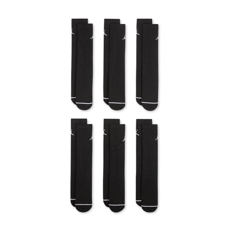 JORDAN Everyday Cushioned Crew Socks (6 Pairs) Black HV6228-010