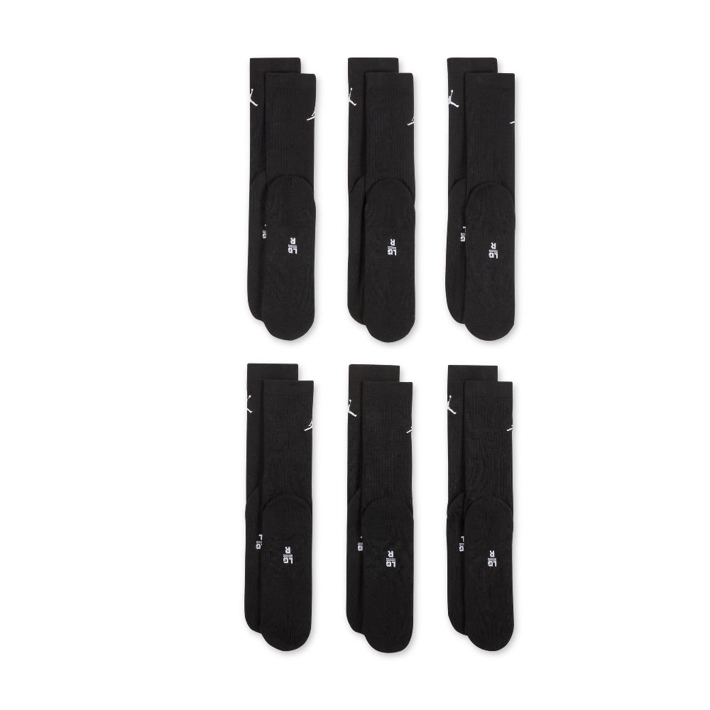 JORDAN Everyday Cushioned Crew Socks (6 Pairs) Black HV6228-010