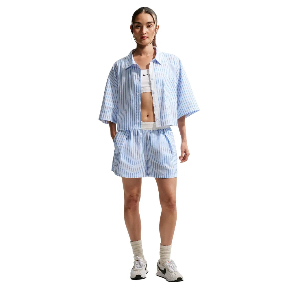 NIKE Sportswear Chill Poplin Oversized Striped Top Blue II4228-435