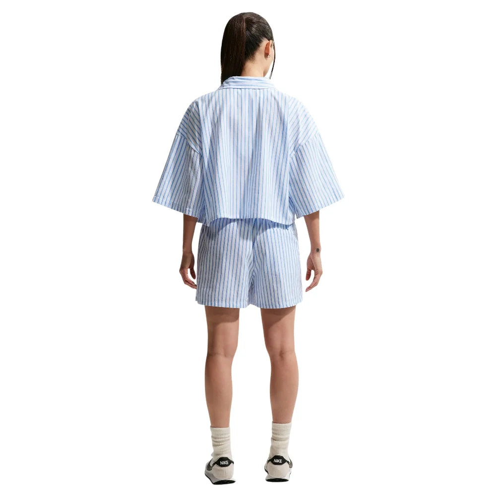 NIKE Sportswear Chill Poplin Oversized Striped Top Blue II4228-435