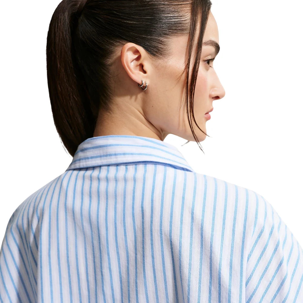 NIKE Sportswear Chill Poplin Oversized Striped Top Blue II4228-435