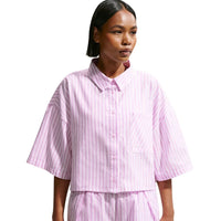 NIKE Sportswear Chill Poplin Oversized Striped Top Purple II4228-503