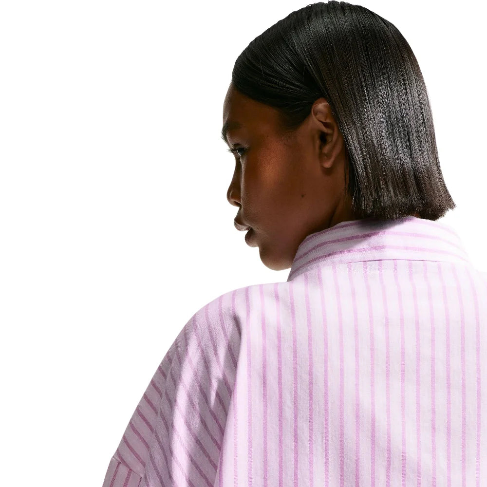 NIKE Sportswear Chill Poplin Oversized Striped Top Purple II4228-503