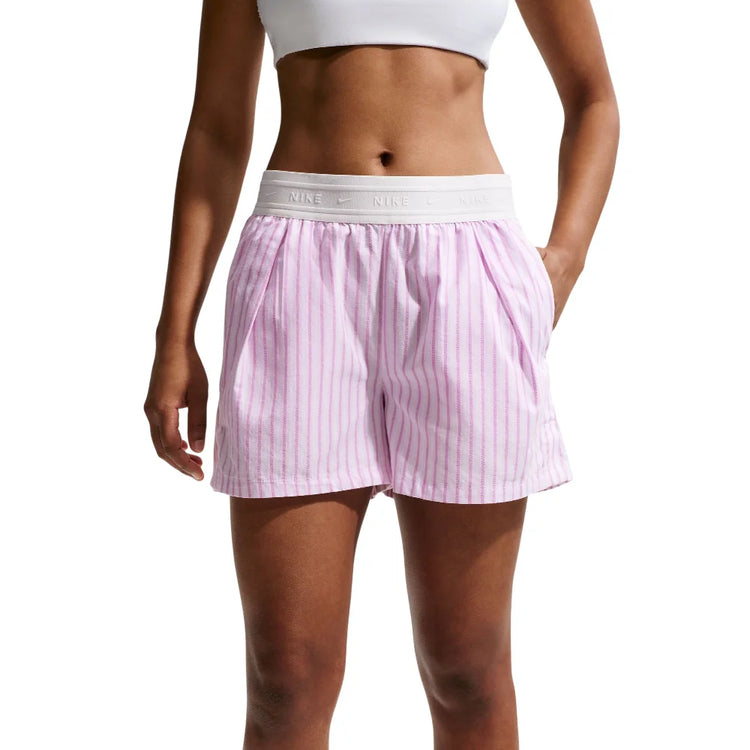 NIKE Sportswear Chill Poplin Loose Mid-Rise Stripe Shorts Purple II4230-503