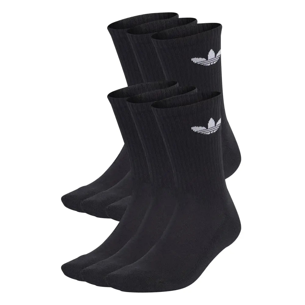 ADIDAS Trefoil Cushion Crew Socks 6 Pairs Black IJ5618