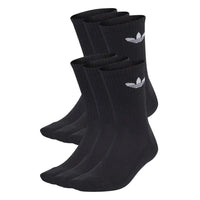 ADIDAS Trefoil Cushion Crew Socks 6 Pairs Black IJ5618