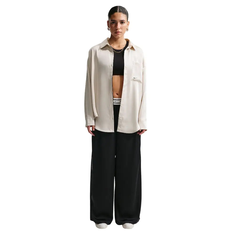 NIKE Sportswear Oversized Satin Long-Sleeve Top White IM0575-072